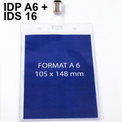 porte badge accréditation IDPA6 format  105*148mm avec clip monté