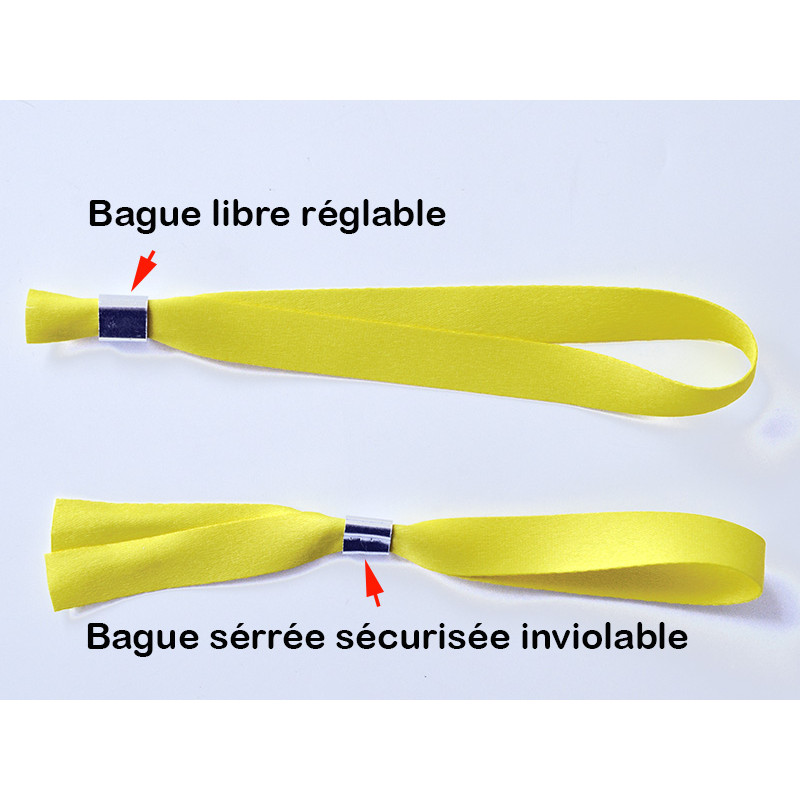 Bracelet Textil'Pass inviolable usage unique bague métal sertie