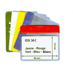 IDS36C porte badge souple avec bandeau coloré pour carte visiteur