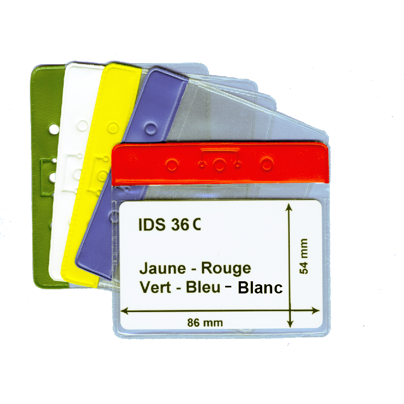 IDS36C porte badge souple avec bandeau coloré pour carte visiteur