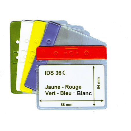 IDS36C porte badge souple avec bandeau coloré pour carte visiteur