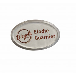 Oval nametag with an...