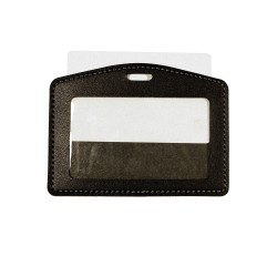 Porte badge noir luxe cuir