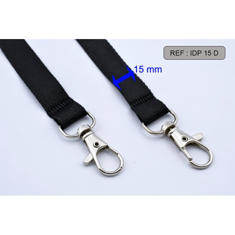 Cordon tour de cou IDP15 Lanyard plat double mousqueton